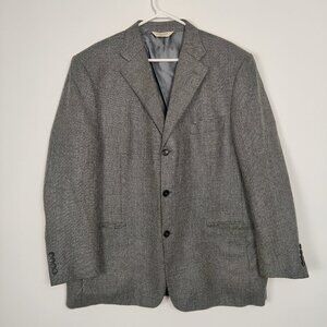 Moores Men's Blazer Black White Size 46R Silk Wool Old Money Quiet Luxury